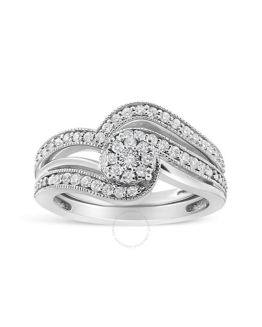 Haus of Brilliance Metallic .925 Sterling Silver 1/3ct Cttw Multi-diamond Bypass Vintage-style Bridal Set Ring