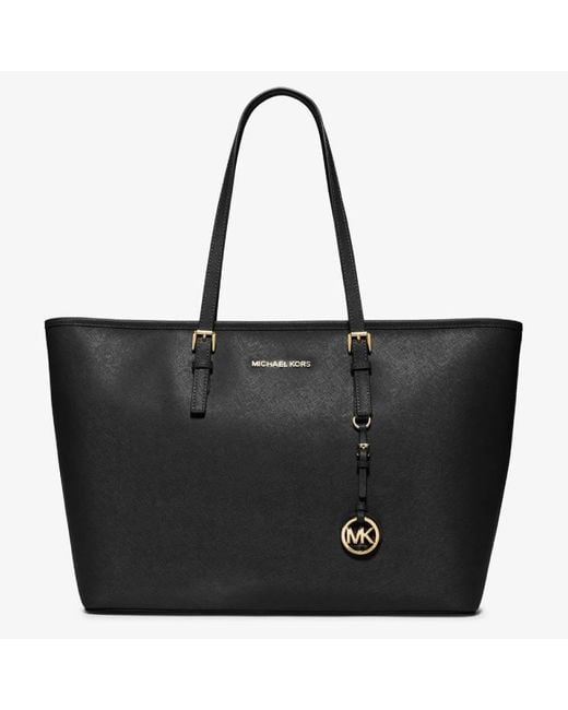 Michael Kors Black Jet Set Medium Saffiano Leather Travel Tote