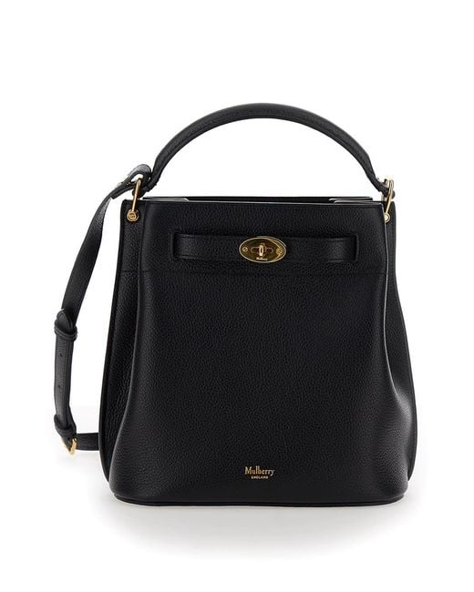 Mulberry Black 'Small Islington' Bucket Bag With Twist Lock Closure
