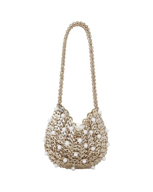 Rabanne Metallic 1969 Moon Pearl Embellished Shoulder Bag