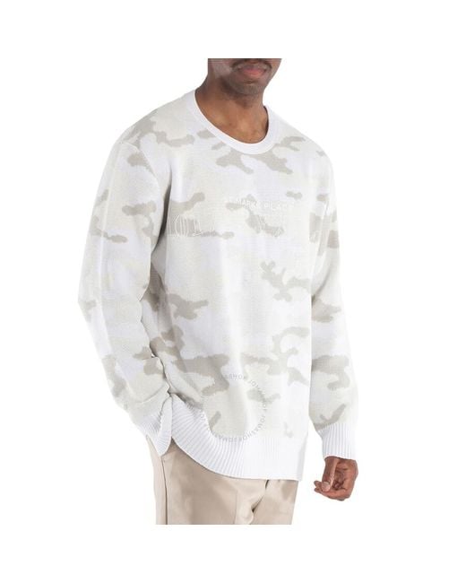 1017 ALYX 9SM White Camouflage Graphic Crewneck Sweater for men