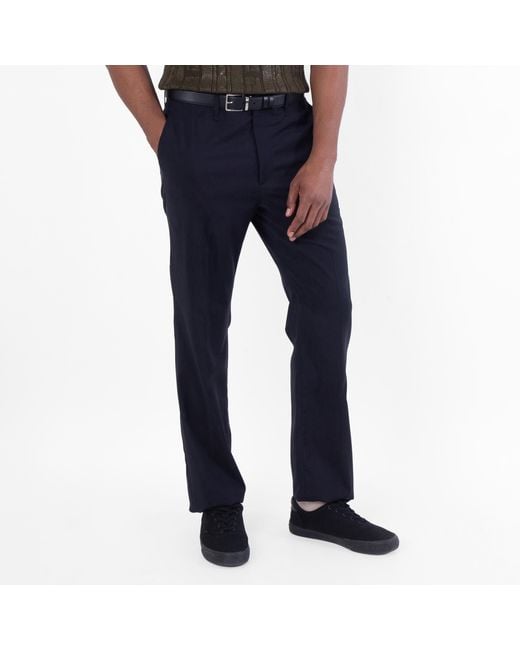 Fendi Blue Straight Leg Wool Trousers, Brand Size 50 (Waist for men