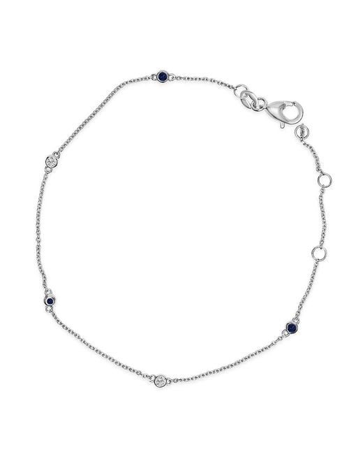 Haus of Brilliance Metallic 14K Alternating Sapphire And Diamond Bezel Station Chain Bracelet