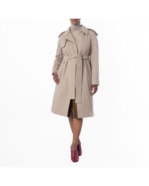 Burberry Brown Cashmere Wrap Belted Trench Coat, Brand Size 8 Us