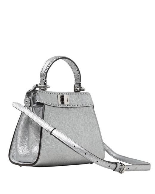 Fendi Gray Peekaboo Leather Handbag