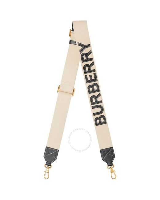 Burberry White Ecru / Black Logo-applique Shoulder Strap