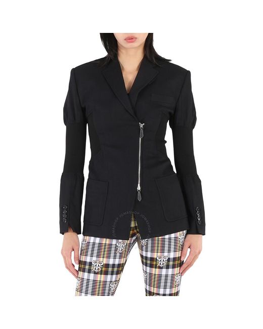 Burberry Black Technical Twill Reconstructed Blazer