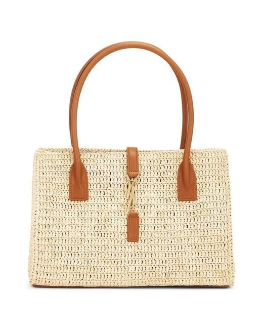Saint Laurent Red Panier Raffia Tote Bag