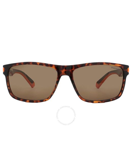 Polaroid Brown Bronze Rectangular Sunglasses Pld 2121/s 0l9g/sp 58 for men