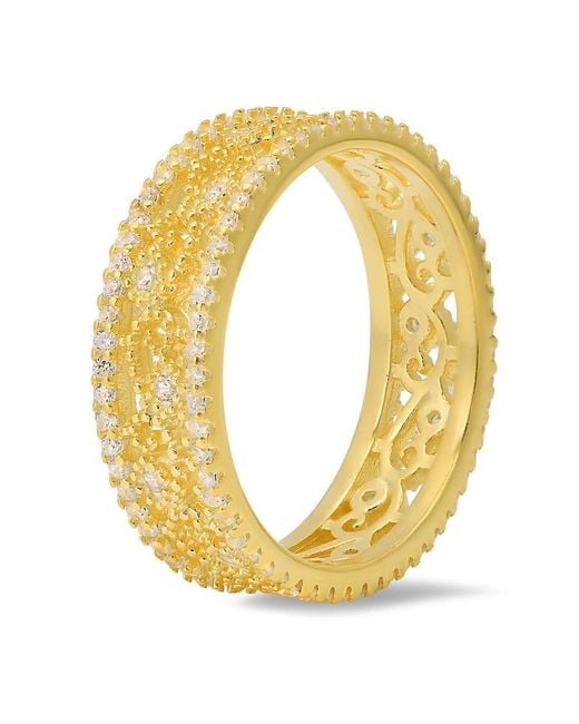 Kylie Harper Metallic 14K Over Vintage Floral Cz Eternity Band Ring