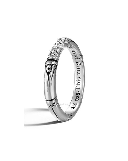 John Hardy Metallic Bamboo Silver & Diamond Ring