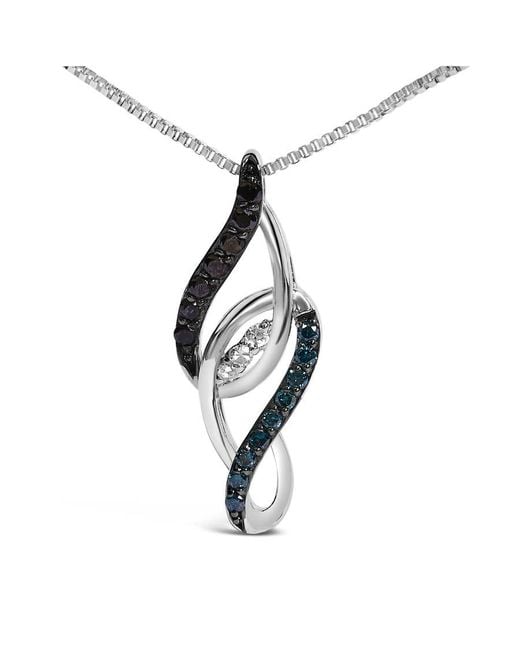 Haus of Brilliance White Sterling 1/4 Cttw Diamond Linear Swirl Pendant Necklace