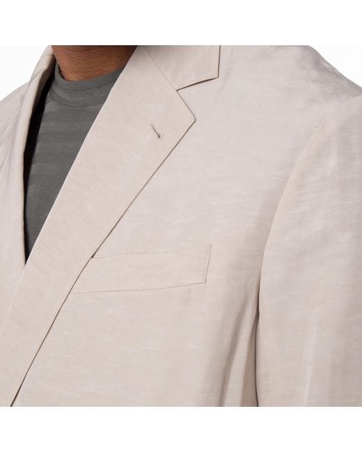 Emporio Armani Natural Long Sleeve Linen Blend Blazer, Brand Size 46 (Us for men