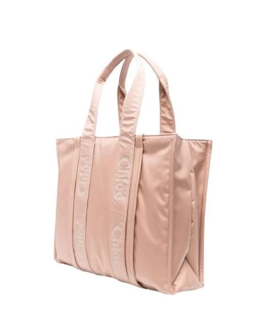 Chloé Pink Woody Logo Large Tote for men