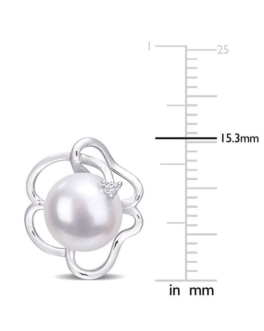 Amour Metallic 7.5-8Mm Freshwater Cultured Pearl And Created Sapphire Floral Stud Earrings