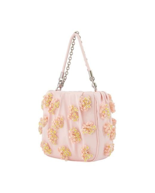 Self-Portrait Pink Self-Portrait Floral Beaded Shoulder Bag