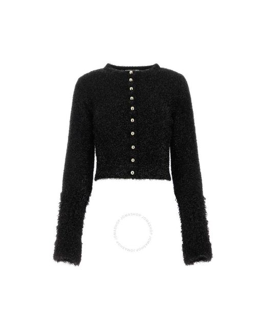 Rabanne Metallic Cropped Cardigan in Black Lyst UK