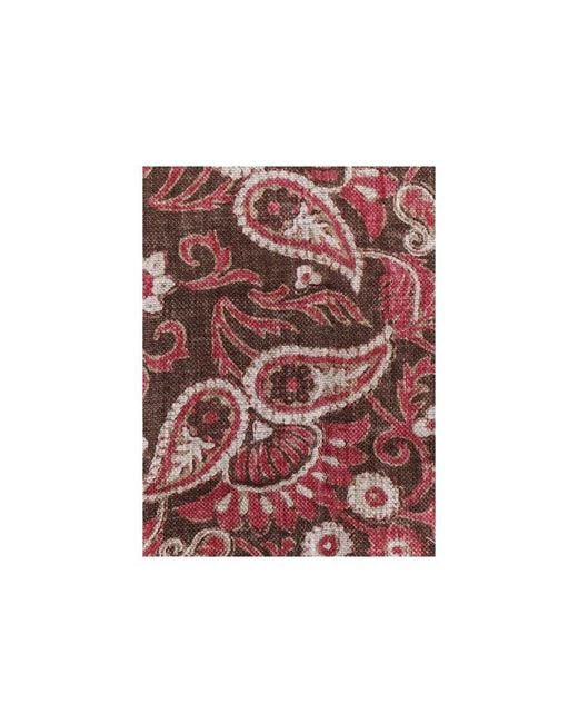 Brunello Cucinelli Red Cigar And Raspberry Linen Silk Pocketsquare, One Size for men