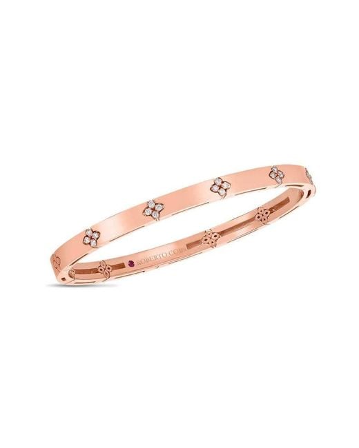 Roberto Coin Pink 18k Re Gold Narrow Verona Bangle for men