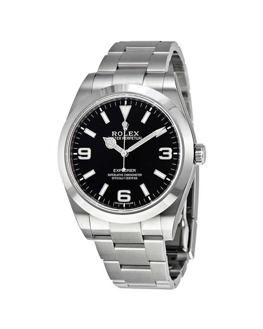 Rolex Metallic Explorer Black Dial Stainless Steel Oyster Bracelet Automatic Watch 214270bkaso for men