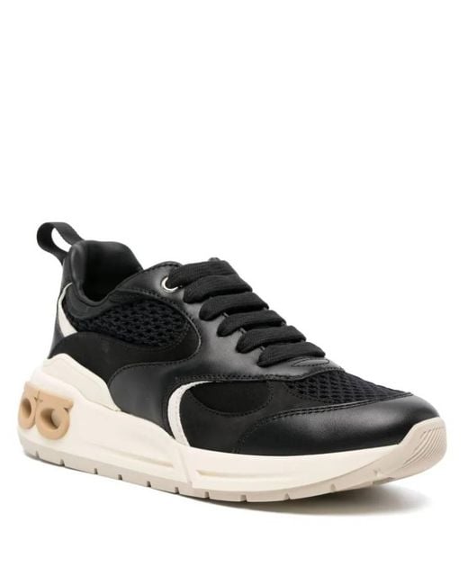 Ferragamo Black Cosma Gancini Panelled Sneakers for men
