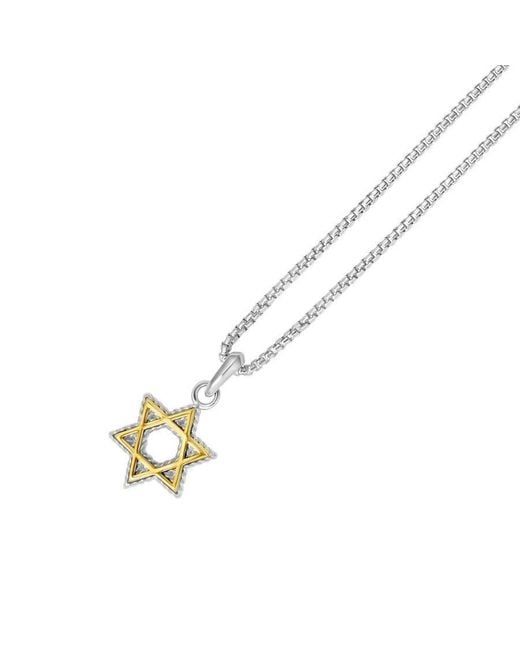 Tresorra Metallic Sterling & 18K Star Of David Pendant Necklace