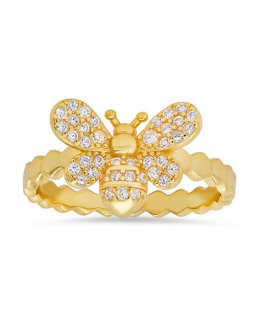 Kylie Harper Yellow 14K Over Cubic Zirconia Cz Bumble Bee Ring
