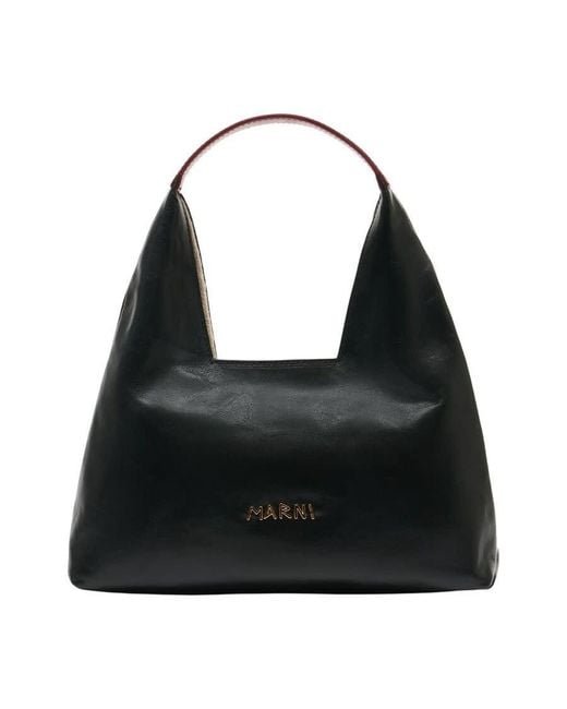 Marni Black Leather Top Handle Shoulder Bag