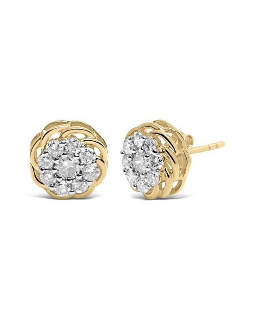 Haus of Brilliance Metallic 10K Plated .925 Sterling 1/2 Cttw Diamond Cluster Stud Earrings (J-K Color, I2-I3 Clarity)