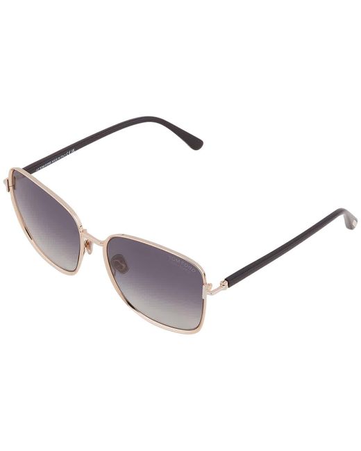 Tom Ford Gray Fern Polarized Smoke Square Sunglasses Ft1029 28d 57