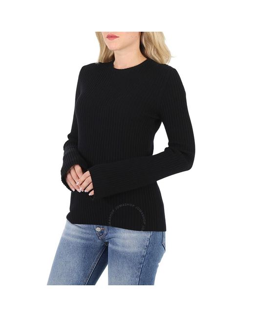 Chloé Black Wool And Cashmere Flared Sleeve Ribbed Jumper