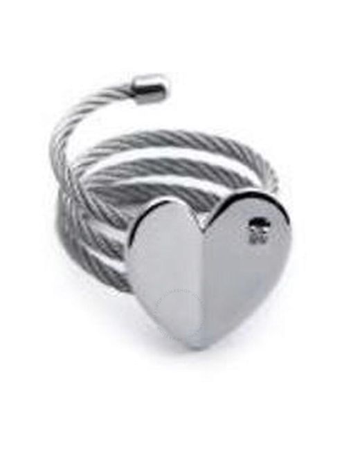 Charriol Metallic Mouni Heart Tainle Teel Cable Ilver Ring