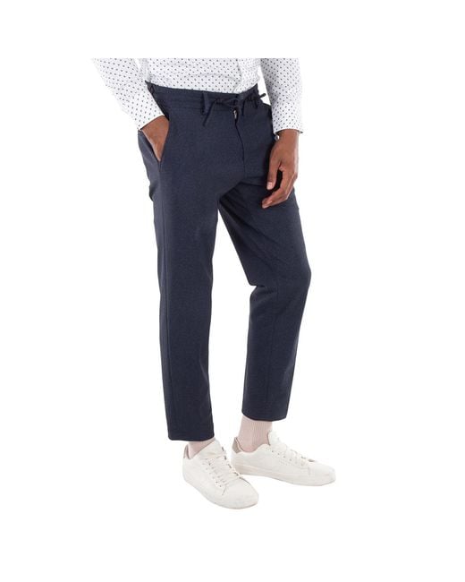 Boss Blue Micro-Patterned Slim-Fit Trousers, Brand Size 50 (Waist for men