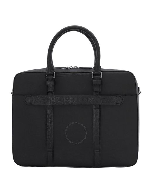 Michael Kors Black Crossgrain Leather Hudson Briefcase for men