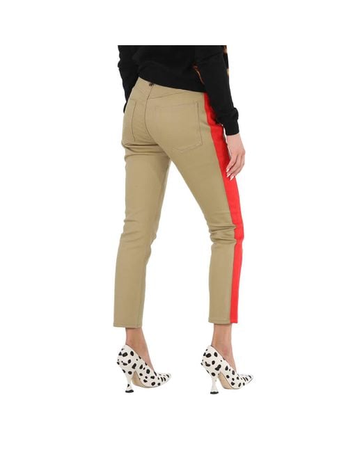 Burberry Red Skinny Fit Leopard Print Japanese Jeans