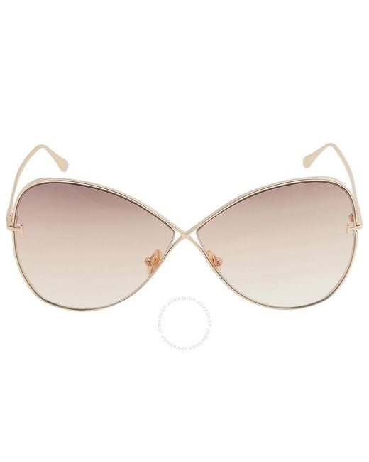 Tom Ford Pink Nickie Light Brown Gradient Butterfly Sunglasses Ft0842 28f 66