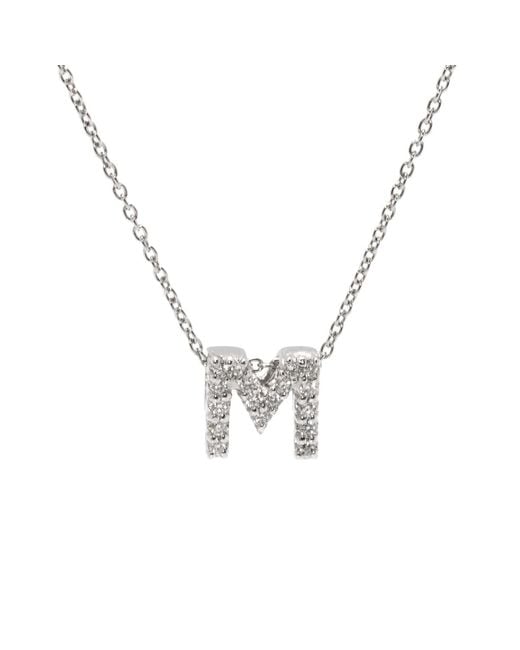 Roberto Coin Metallic 18k White Gold Tiny Treasures Diamond Letter M Pendant