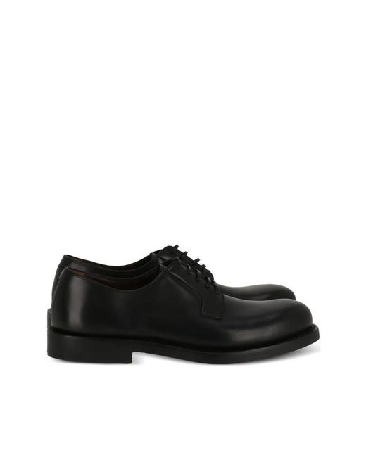 Ferragamo Black Ferragamo Leather Lace-Up Derby Shoes, Size 7 E for men