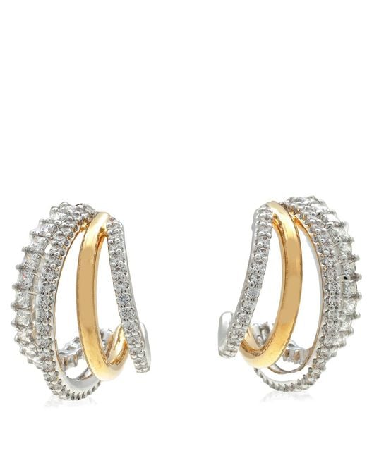 Swarovski Metallic Hyperbola Pierced Earrings Mini Hoop 4 Mixed Plating