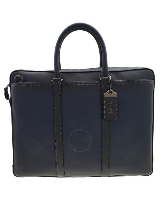 COACH Blue Metropolitan Slim Leather Briefcase for men