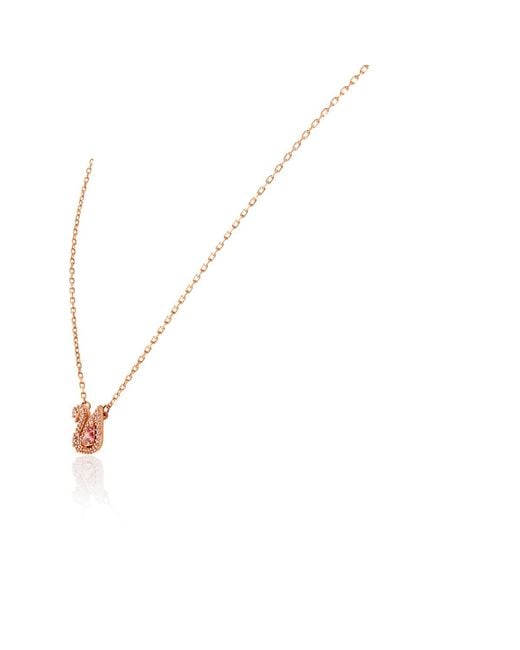 Swarovski Metallic Dazzling Swan Necklace, Multi-Colored, Rose- Tone Plated