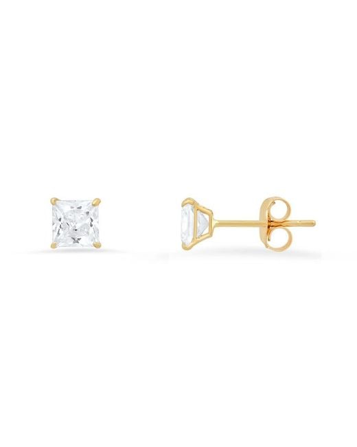 Kylie Harper Metallic 10K Petite 4Mm Princess-Cut Cubic Zirconia Cz Stud Earrings