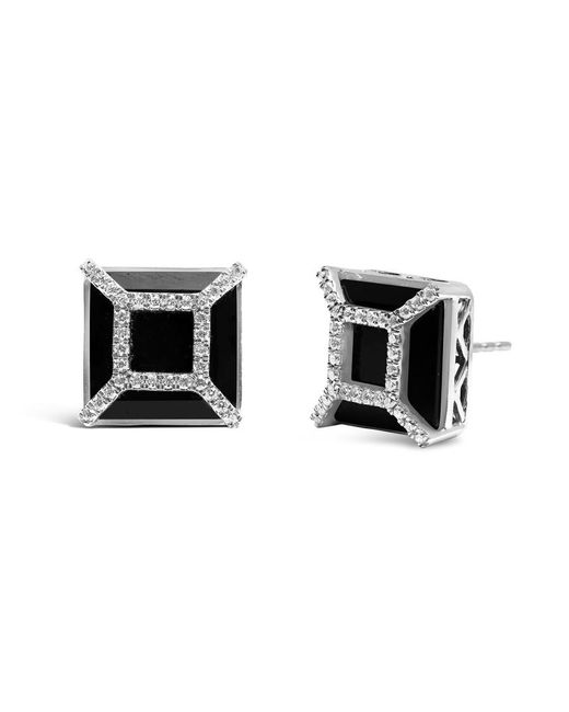 Haus of Brilliance Black 14K 3/8Ct Diamond With 11X11Mm Onyx Stud Earrings (G-H Color, Si1-Si2 Clarity)