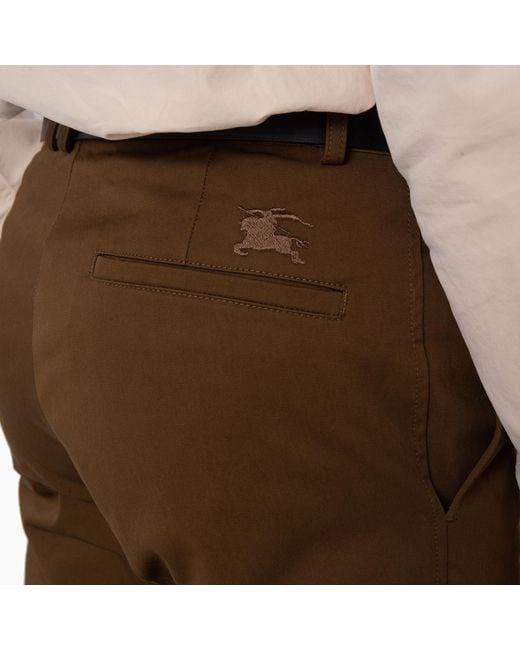 Burberry Brown Ekd Embroidered Cotton Chinos, Brand Size 50 (Waist for men
