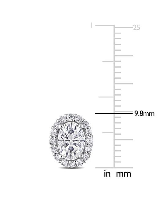 Amour Metallic 2 1/3 Ct Dew Created Moissanite Oval Halo Stud Earrings
