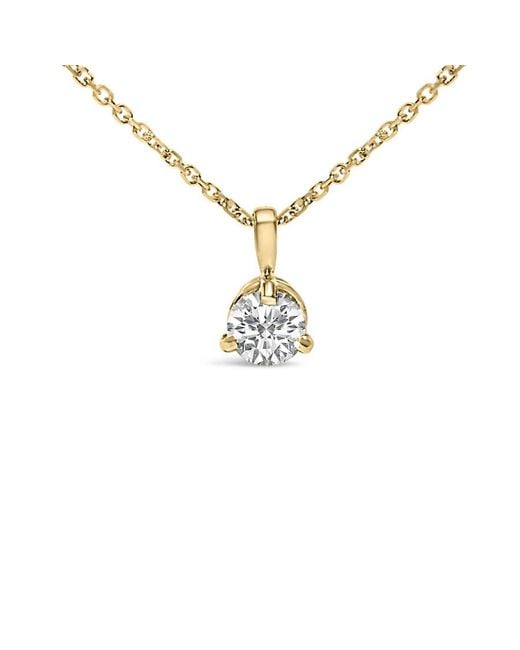 Haus of Brilliance Metallic 14K 3/8 Cttw 3 Prong Martini Set Round Diamond Solitaire Pendant Necklace
