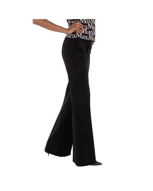 Max Mara Black Wide-Leg Tailored Trousers, Brand Size 40 Us Size 6