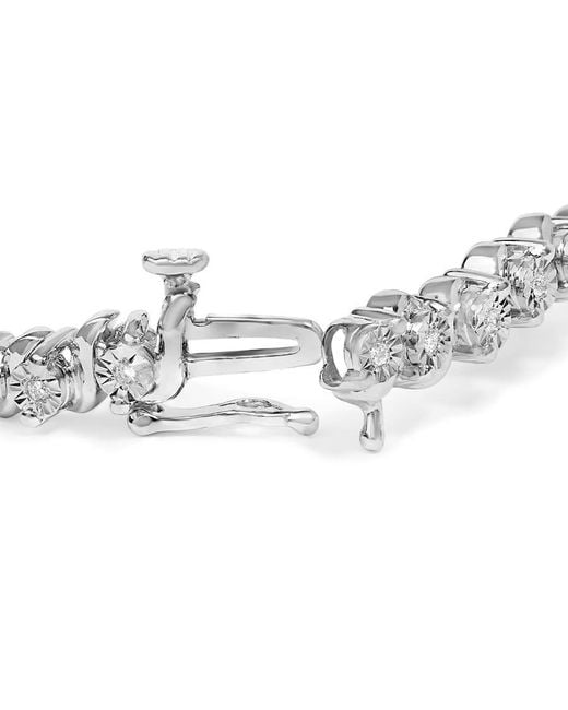 Haus of Brilliance Metallic 925 Sterling 1/4 Cttw Diamond Station And S Link Bracelet