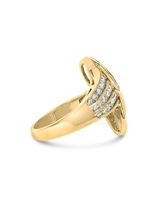 Haus of Brilliance Metallic 14K 1 1/3 Cttw Channel Set Diamond Bypass Cocktail Ring (J-K, I1-I2)