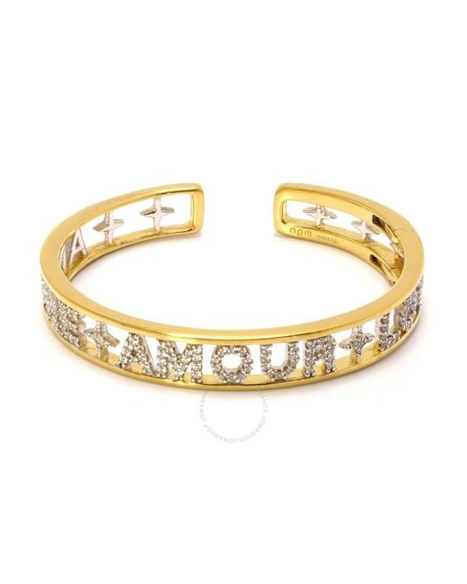 Apm Monaco Metallic Amour Love Open Cuff Bracelet